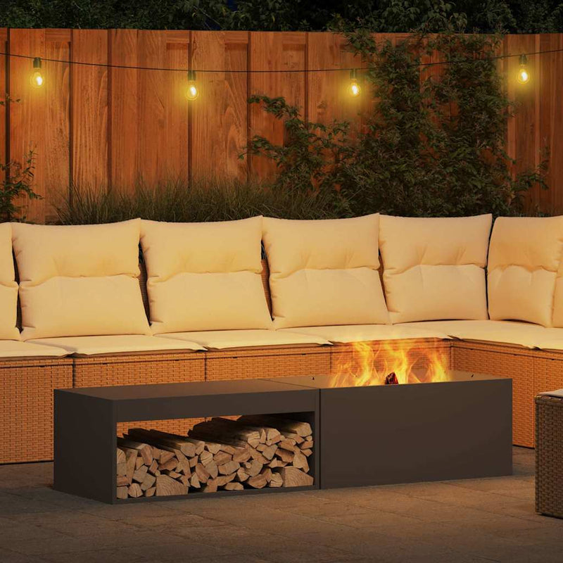 vidaXL Tűzrakó Fekete 160 x 45 x 35 cm Acél