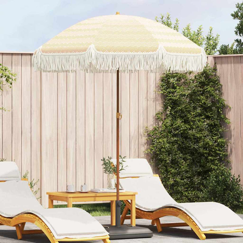 vidaXL Napernyő Sárga és Fehér Ø 160 x 195 cm Acél