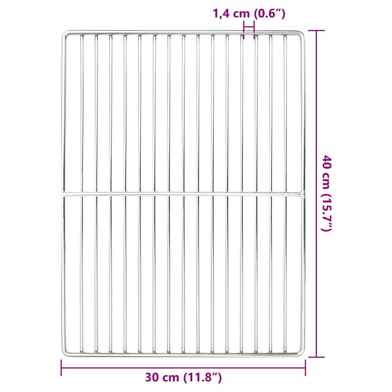 vidaXL Grill rács Ezüst 40 x 30 cm Rozsdamentes acél