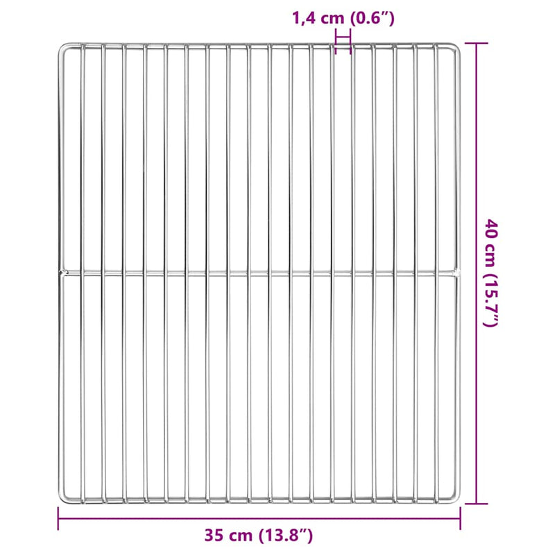 vidaXL Grill rács Ezüst 40 x 35 cm Rozsdamentes acél