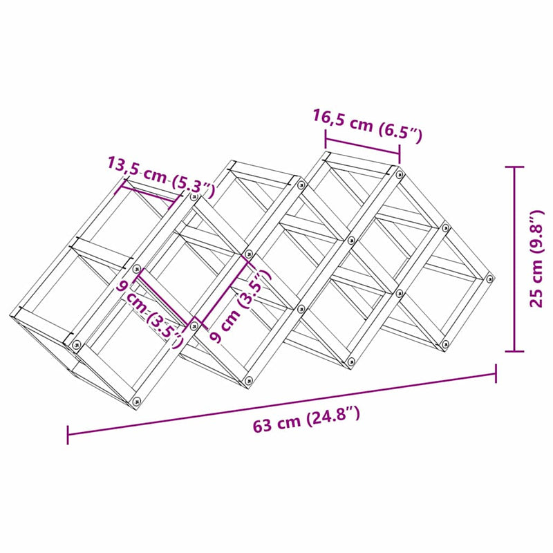vidaXL Borágas Fekete 63 x 16.5 x 25 cm Porszórt acél