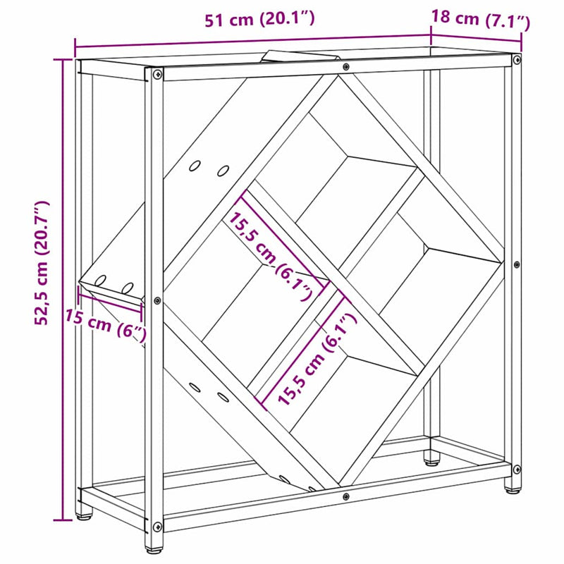 vidaXL Borágas Fekete tölgy 51 x 18 x 52,5 cm Faanyag