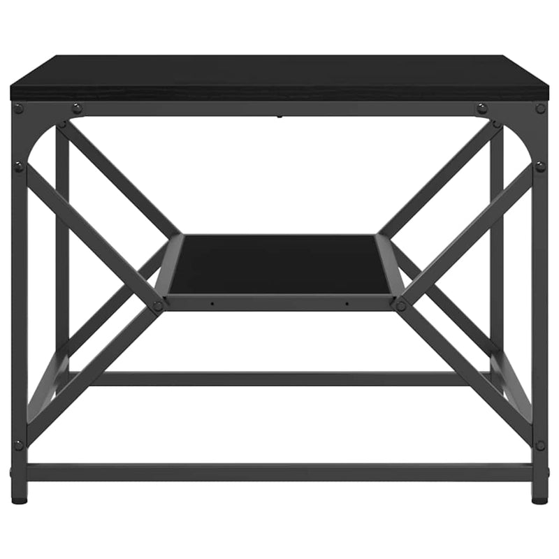 vidaXL Dohányzóasztal Fekete tölgy 51 x 50 x 40 cm Műszaki fa és acél