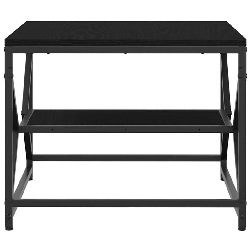 vidaXL Dohányzóasztal Fekete tölgy 51 x 50 x 40 cm Műszaki fa és acél