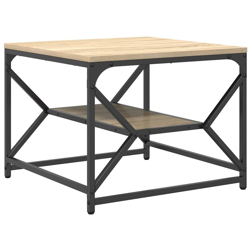 vidaXL Dohányzóasztal sonoma tölgy 51 x 50 x 40 cm Műszaki fa és acél