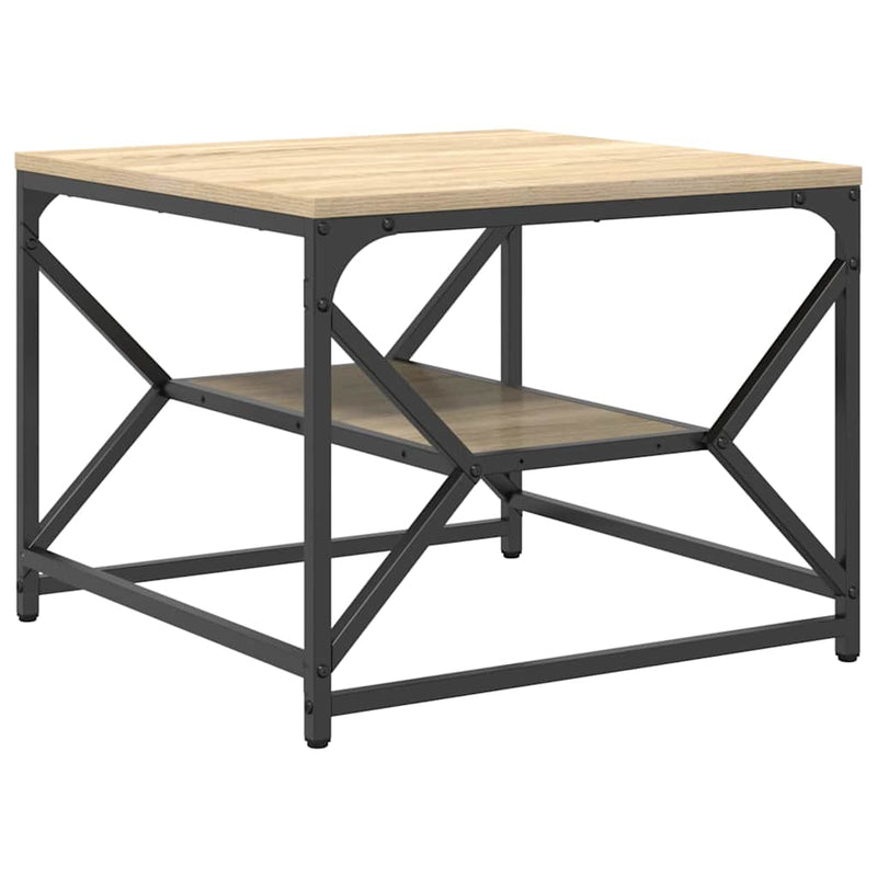 vidaXL Dohányzóasztal sonoma tölgy 51 x 50 x 40 cm Műszaki fa és acél