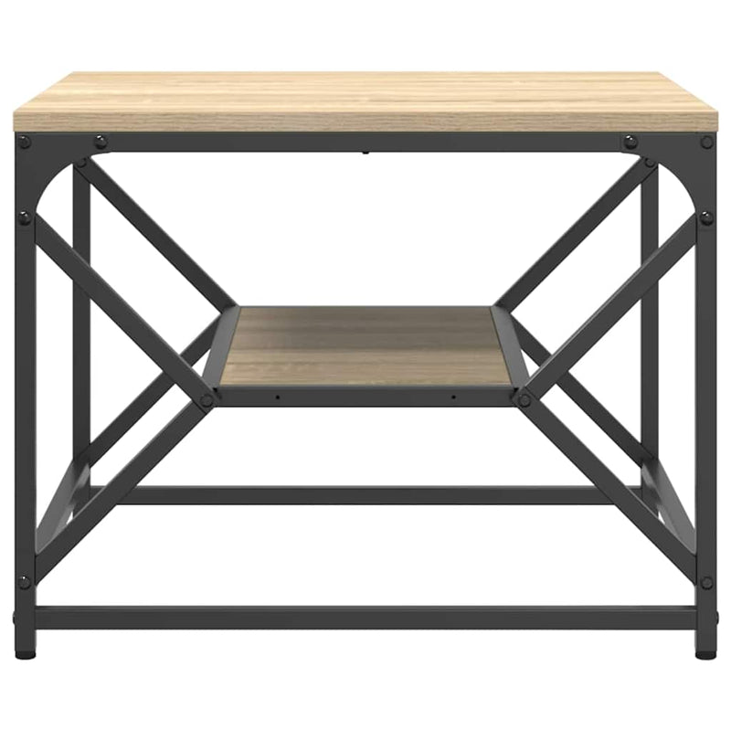 vidaXL Dohányzóasztal sonoma tölgy 51 x 50 x 40 cm Műszaki fa és acél