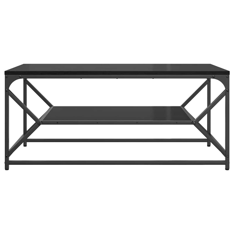 vidaXL Dohányzóasztal Fekete tölgy 90 x 50 x 40 cm Műszaki fa és acél