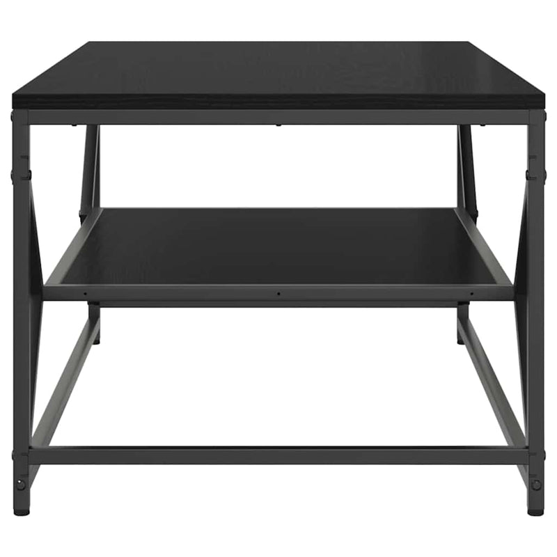 vidaXL Dohányzóasztal Fekete tölgy 90 x 50 x 40 cm Műszaki fa és acél