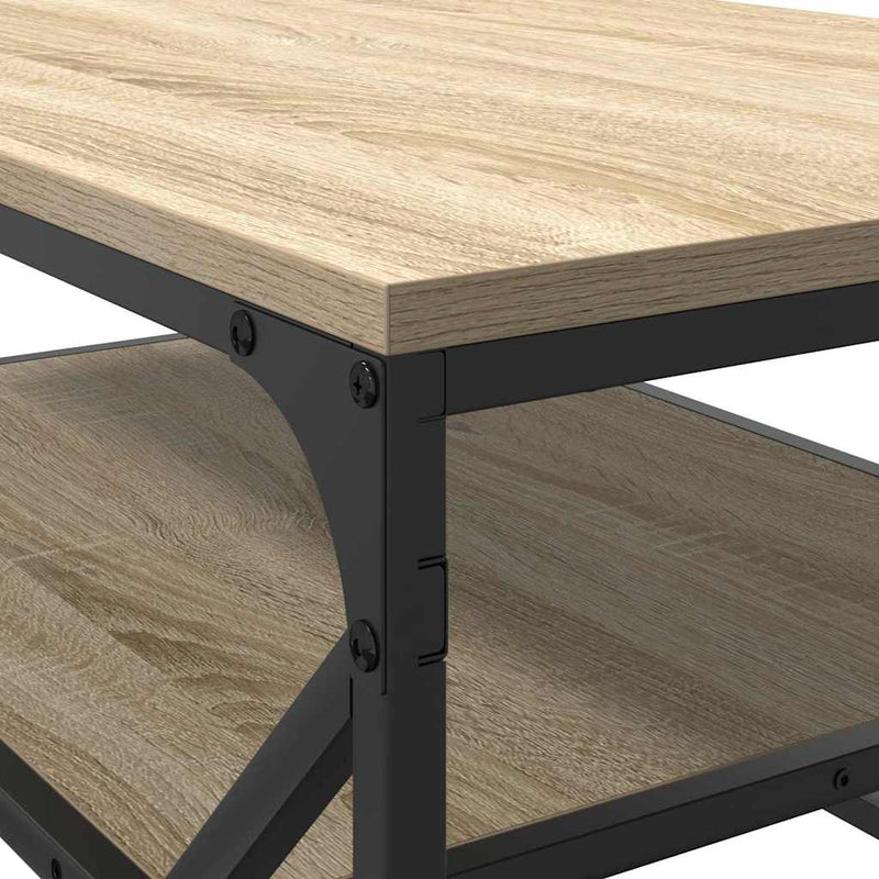 vidaXL Dohányzóasztal sonoma tölgy 90 x 50 x 40 cm Műszaki fa és acél
