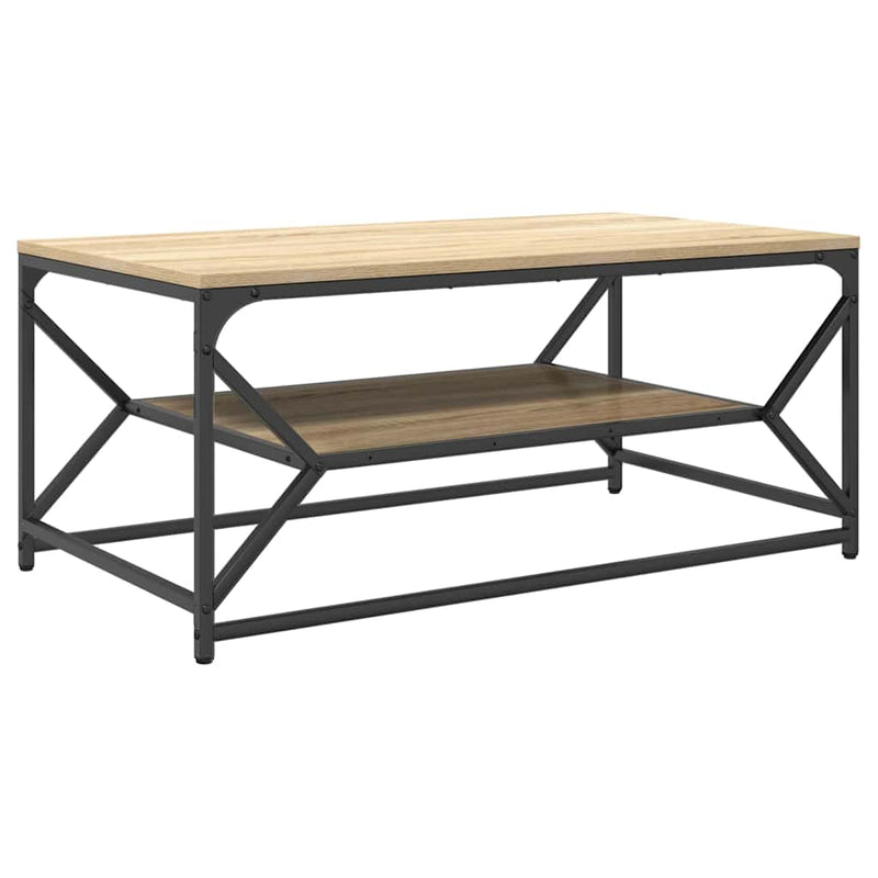 vidaXL Dohányzóasztal sonoma tölgy 90 x 50 x 40 cm Műszaki fa és acél