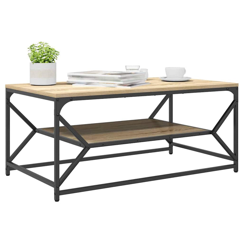 vidaXL Dohányzóasztal sonoma tölgy 90 x 50 x 40 cm Műszaki fa és acél