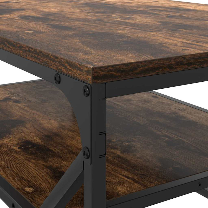 vidaXL Dohányzóasztal Füstölt tölgy 90 x 50 x 40 cm Műszaki fa és acél