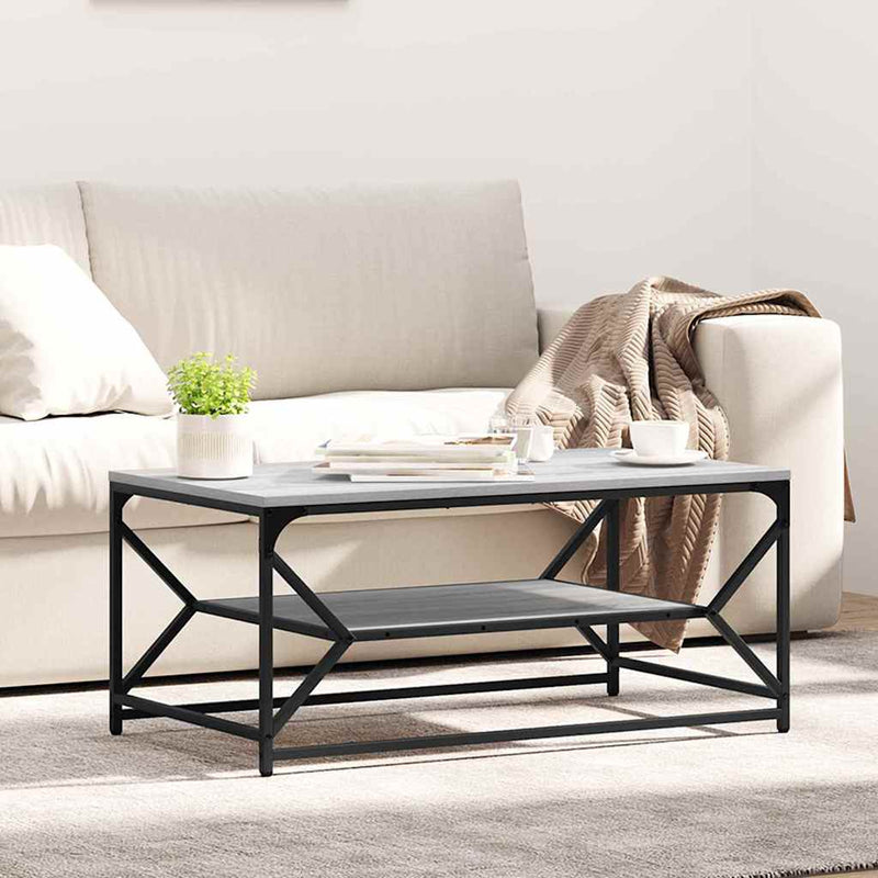 vidaXL Dohányzóasztal Szürke sonoma 90 x 50 x 40 cm Műszaki fa és acél