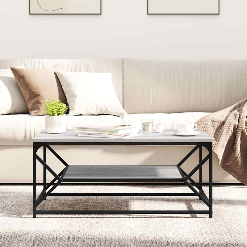 vidaXL Dohányzóasztal Szürke sonoma 90 x 50 x 40 cm Műszaki fa és acél