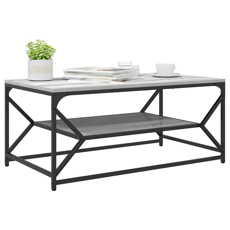 vidaXL Dohányzóasztal Szürke sonoma 90 x 50 x 40 cm Műszaki fa és acél