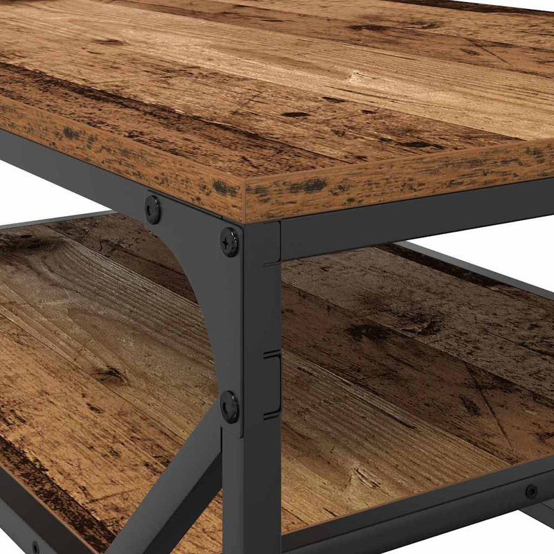 vidaXL Dohányzóasztal Régi fa 90 x 50 x 40 cm Műszaki fa és acél