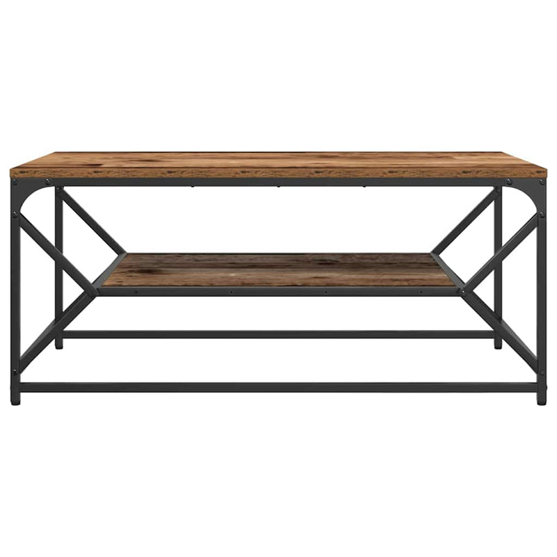 vidaXL Dohányzóasztal Régi fa 90 x 50 x 40 cm Műszaki fa és acél