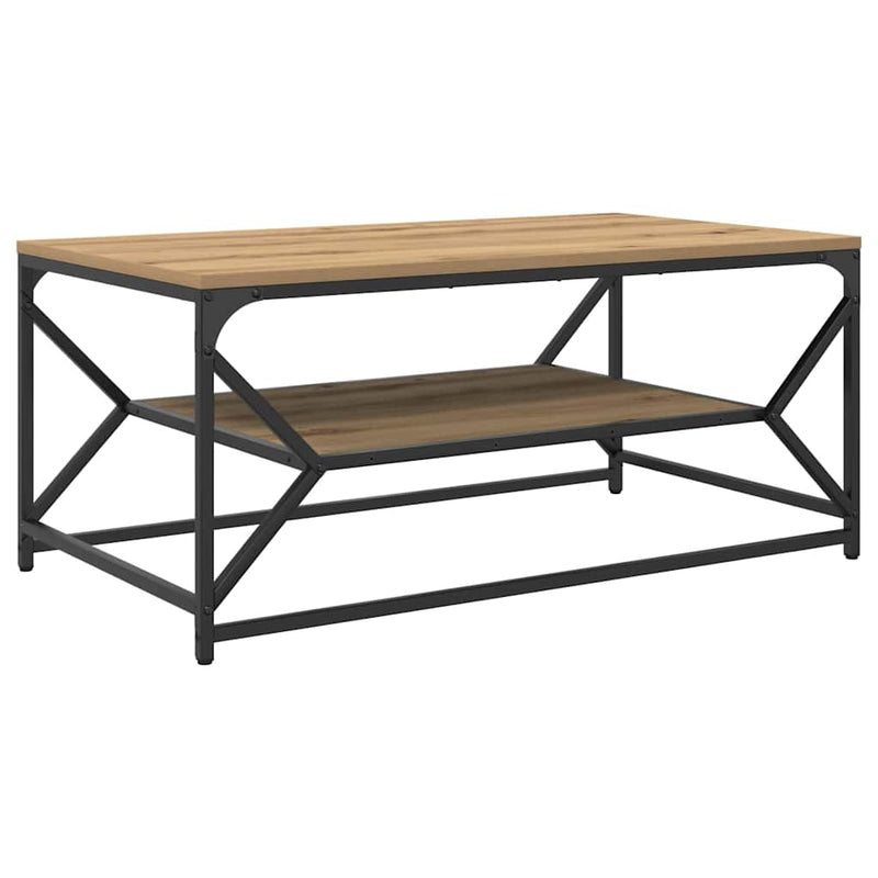 vidaXL Dohányzóasztal Artisan tölgy 90 x 50 x 40 cm Műszaki fa és acél