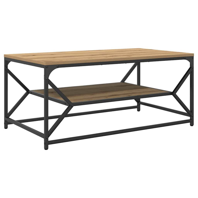 vidaXL Dohányzóasztal Artisan tölgy 90 x 50 x 40 cm Műszaki fa és acél