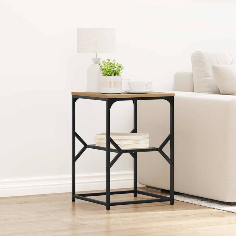 vidaXL Oldal asztal Artisan tölgy 41 x 40 x 60 cm Műszaki fa és acél