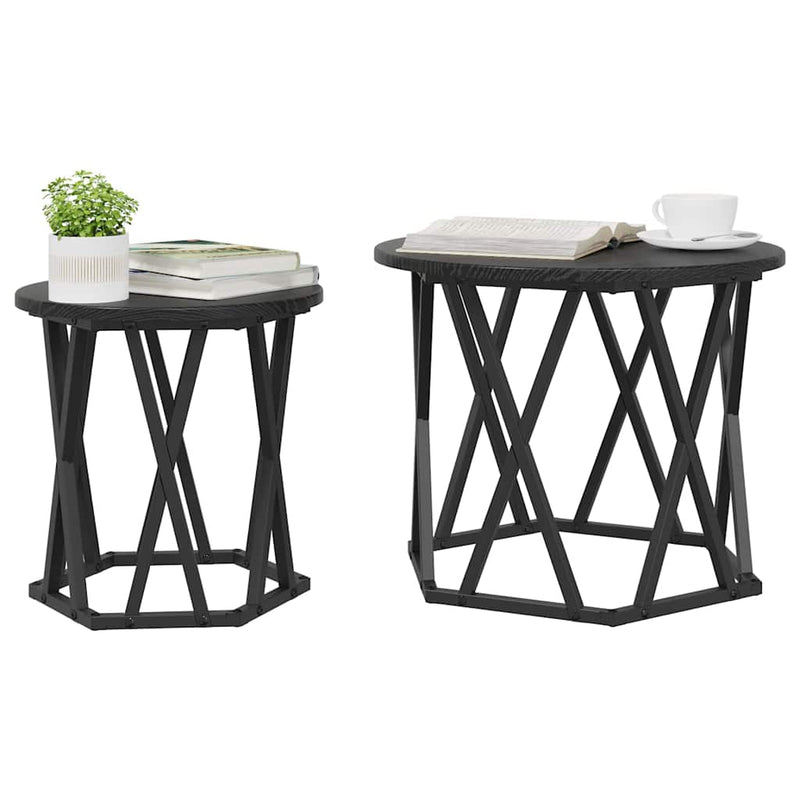 vidaXL Oldal asztal 2 pcs Musta tammi 50 x 50 x 40 cm