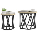 vidaXL Oldal asztal 2 pcs Sonoma tölgy Műszaki fa és acél