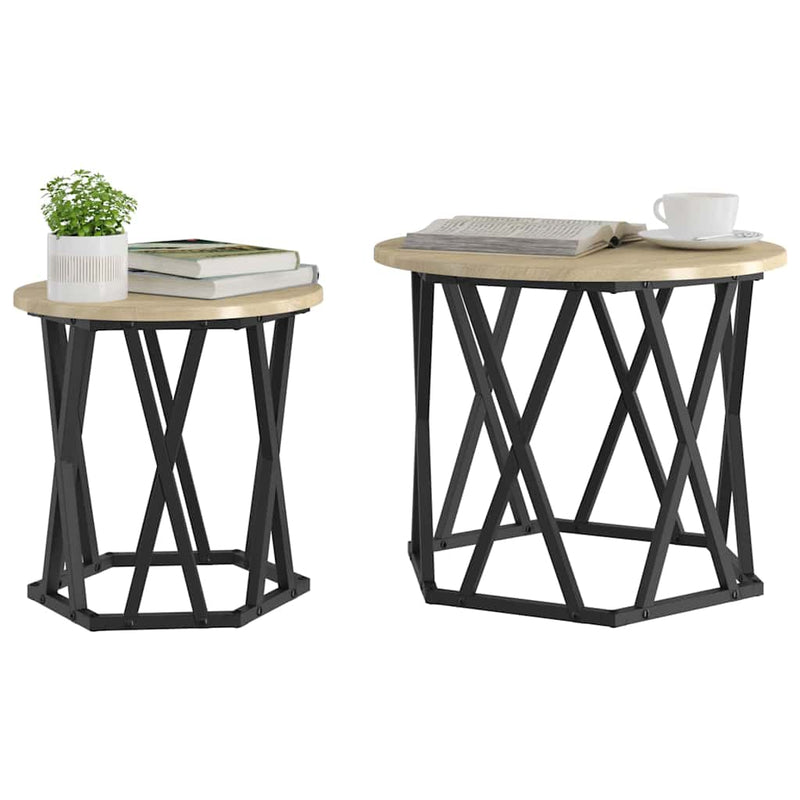 vidaXL Oldal asztal 2 pcs sonoma tölgy 50 x 50 x 40 cm