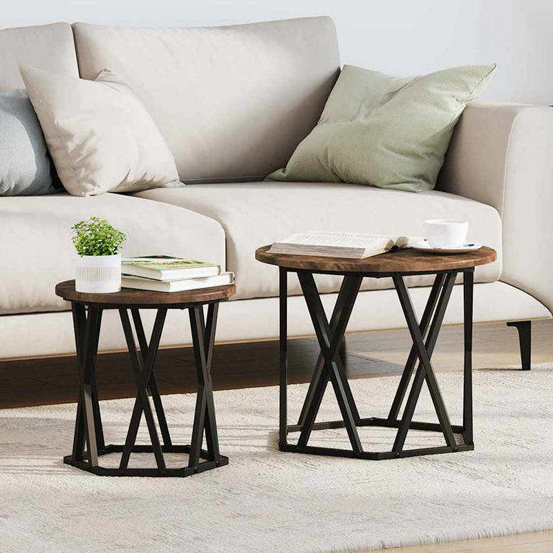 vidaXL Oldal asztal 2 pcs Füstölt tölgy 50 x 50 x 40 cm