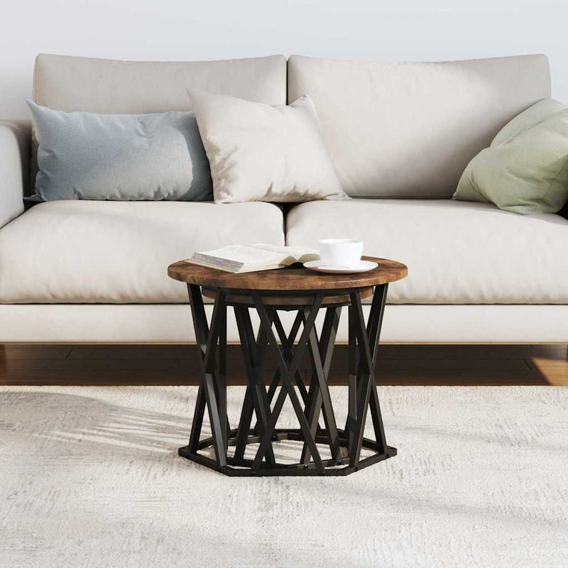 vidaXL Oldal asztal 2 pcs Füstölt tölgy Műszaki fa és acél