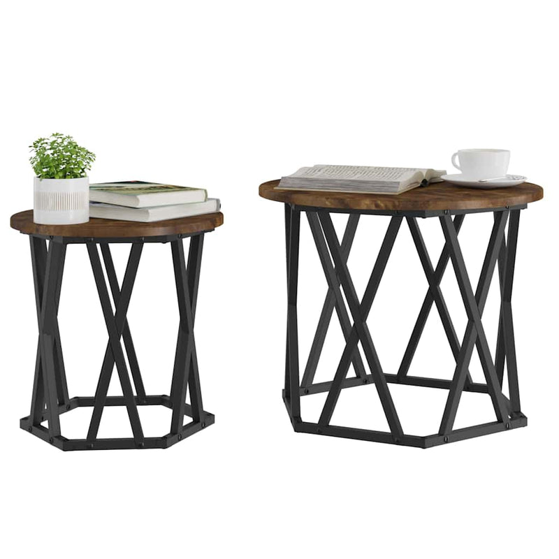 vidaXL Oldal asztal 2 pcs Füstölt tölgy 50 x 50 x 40 cm