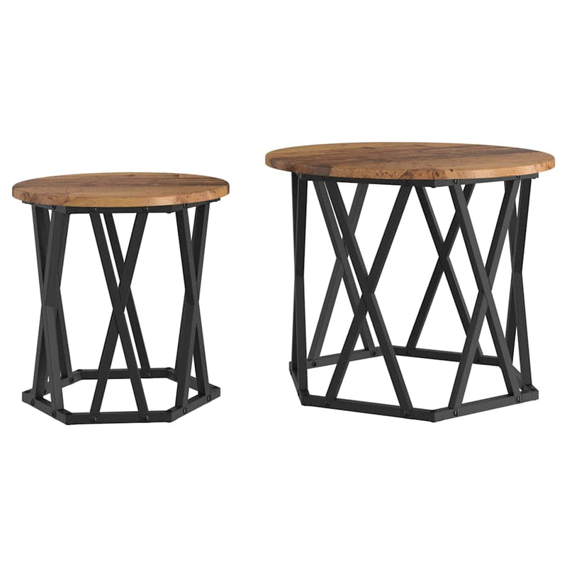 vidaXL Oldal asztal 2 pcs Újrahasznosított fa 50 x 50 x 40 cm