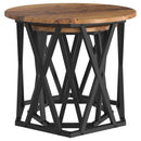 vidaXL Oldal asztal 2 pcs újrahasznosított fa Műszaki fa és acél