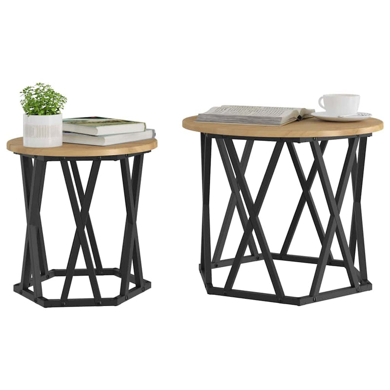 vidaXL Oldal asztal 2 pcs kézműves tölgy 50 x 50 x 40 cm