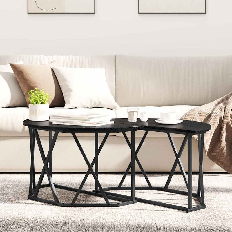 vidaXL Dohányzóasztal Musta tammi 80 x 80 x 42 cm Műszaki fa és acél