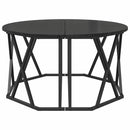 vidaXL Dohányzóasztal Fekete tölgy 80 x 80 x 42 cm Műszaki fa és acél