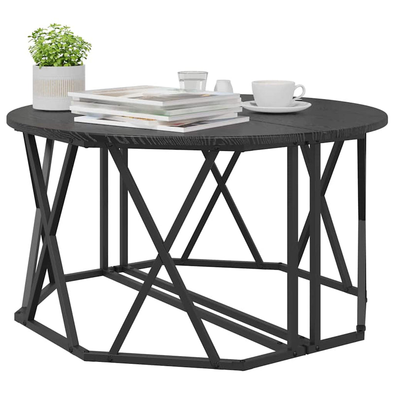 vidaXL Dohányzóasztal Musta tammi 80 x 80 x 42 cm Műszaki fa és acél