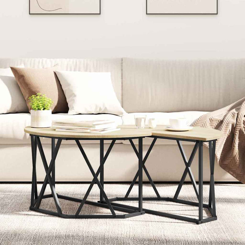 vidaXL Dohányzóasztal sonoma tölgy 80 x 80 x 42 cm Műszaki fa és acél