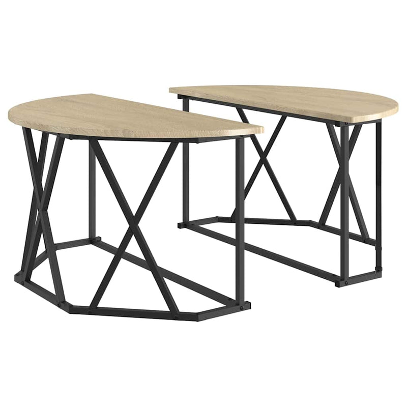vidaXL Dohányzóasztal sonoma tölgy 80 x 80 x 42 cm Műszaki fa és acél