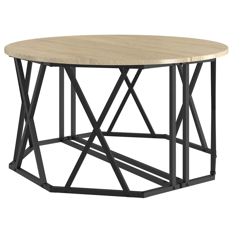 vidaXL Dohányzóasztal sonoma tölgy 80 x 80 x 42 cm Műszaki fa és acél