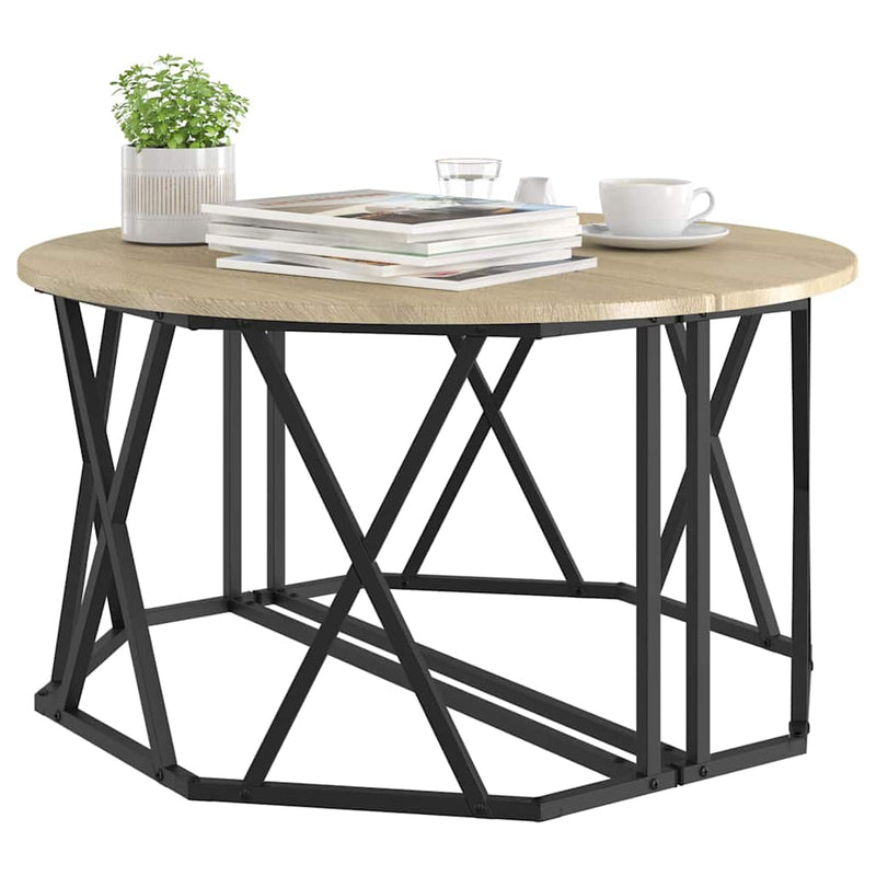 vidaXL Dohányzóasztal sonoma tölgy 80 x 80 x 42 cm Műszaki fa és acél