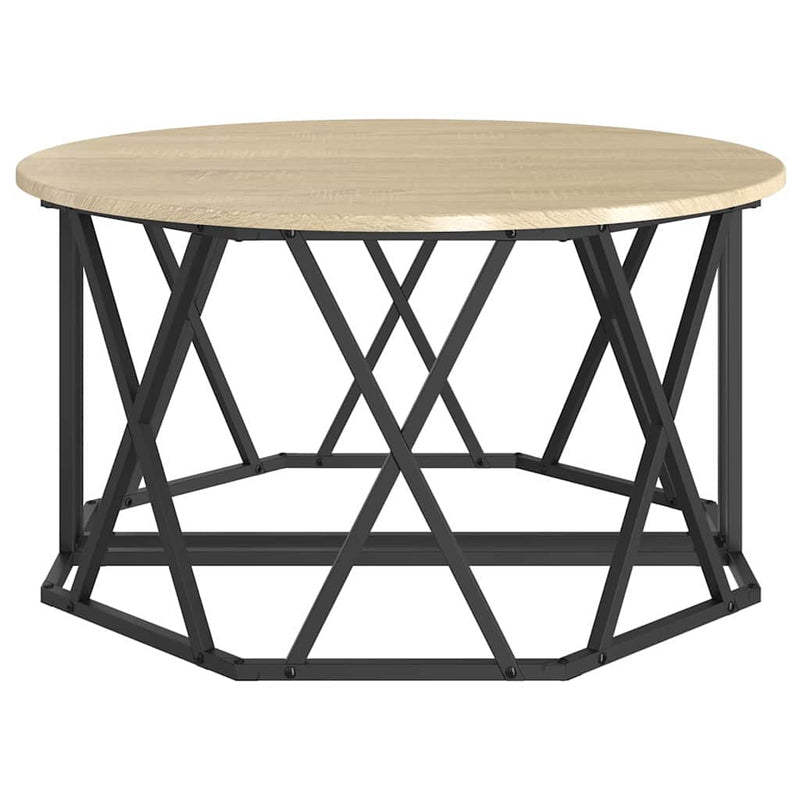 vidaXL Dohányzóasztal sonoma tölgy 80 x 80 x 42 cm Műszaki fa és acél