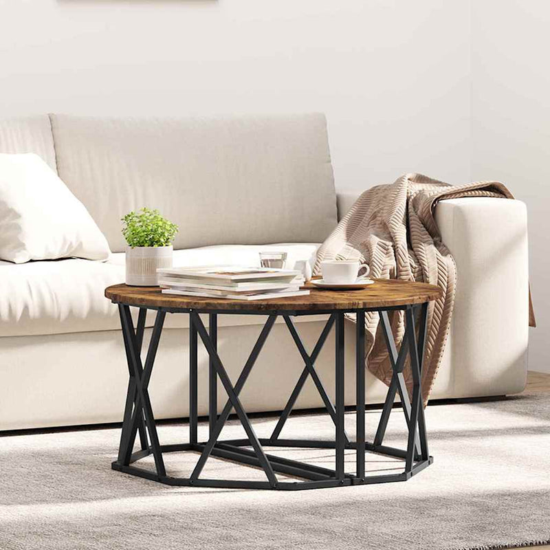 vidaXL Dohányzóasztal Füstölt tölgy 80 x 80 x 42 cm Műszaki fa és acél