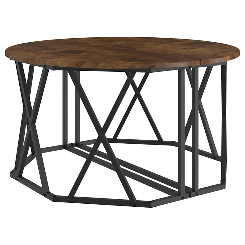 vidaXL Dohányzóasztal Füstölt tölgy 80 x 80 x 42 cm Műszaki fa és acél