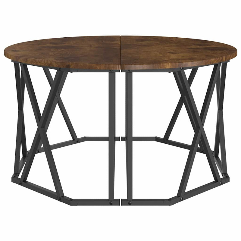 vidaXL Dohányzóasztal Füstölt tölgy 80 x 80 x 42 cm Műszaki fa és acél