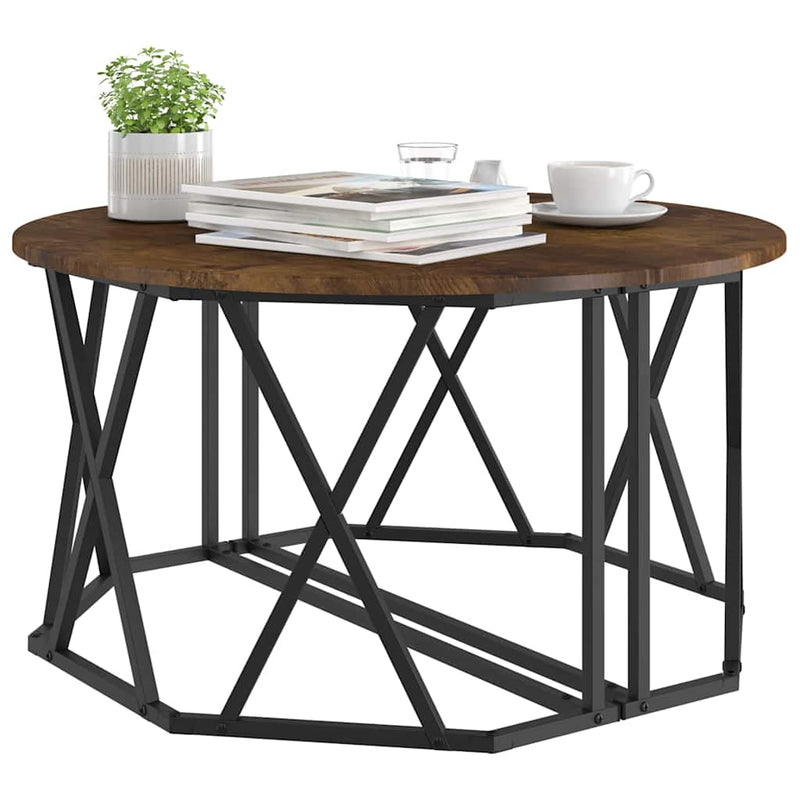 vidaXL Dohányzóasztal Füstölt tölgy 80 x 80 x 42 cm Műszaki fa és acél