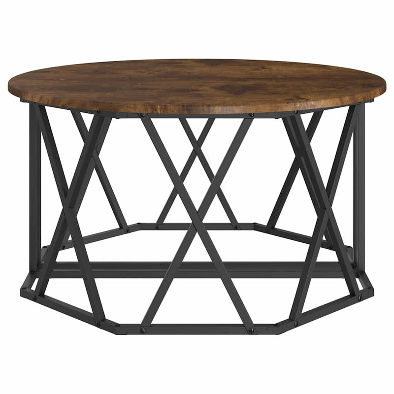 vidaXL Dohányzóasztal Füstölt tölgy 80 x 80 x 42 cm Műszaki fa és acél