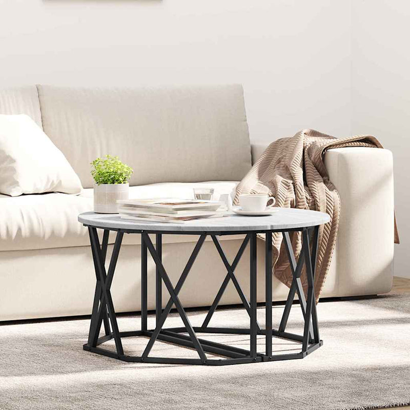 vidaXL Dohányzóasztal Szürke sonoma 80 x 80 x 42 cm Műszaki fa és acél