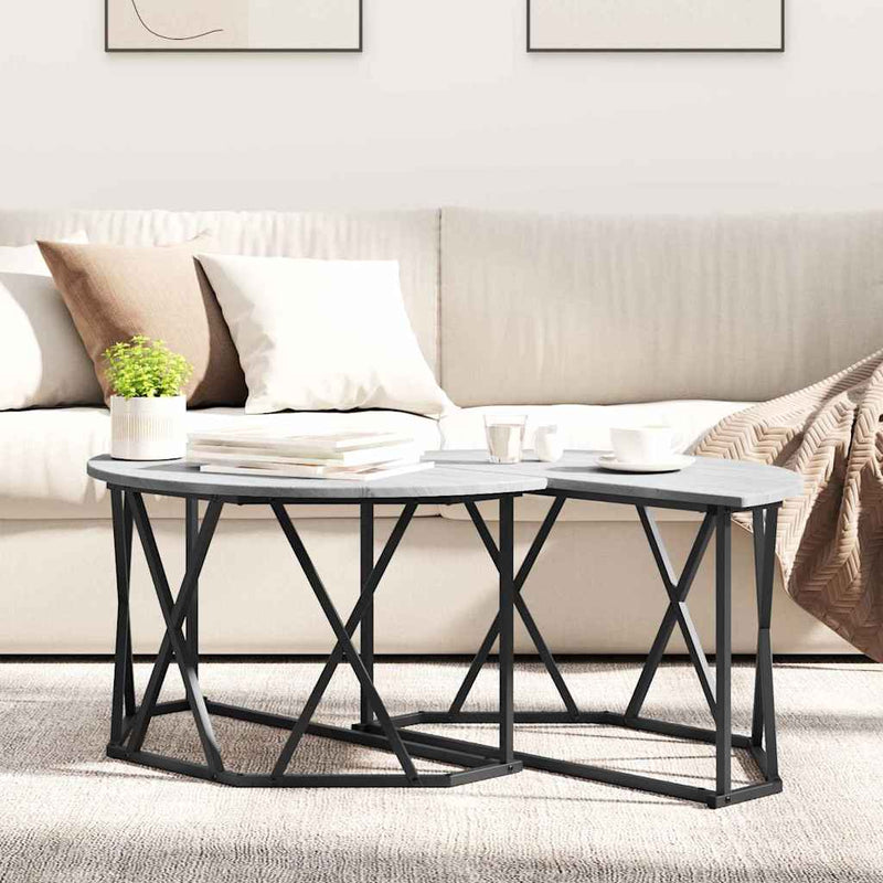vidaXL Dohányzóasztal Szürke sonoma 80 x 80 x 42 cm Műszaki fa és acél