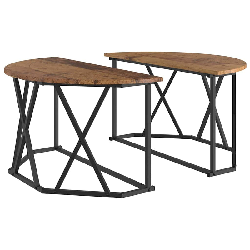 vidaXL Dohányzóasztal Régi fa 80 x 80 x 42 cm Műszaki fa és acél
